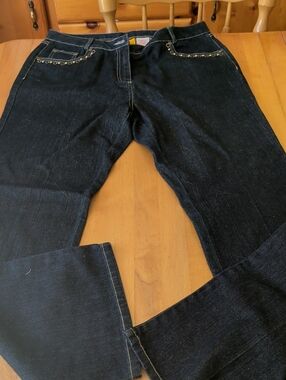 Ruby Rd. Metallic Threaded Denim Jeans - Gray with Yellow Tag